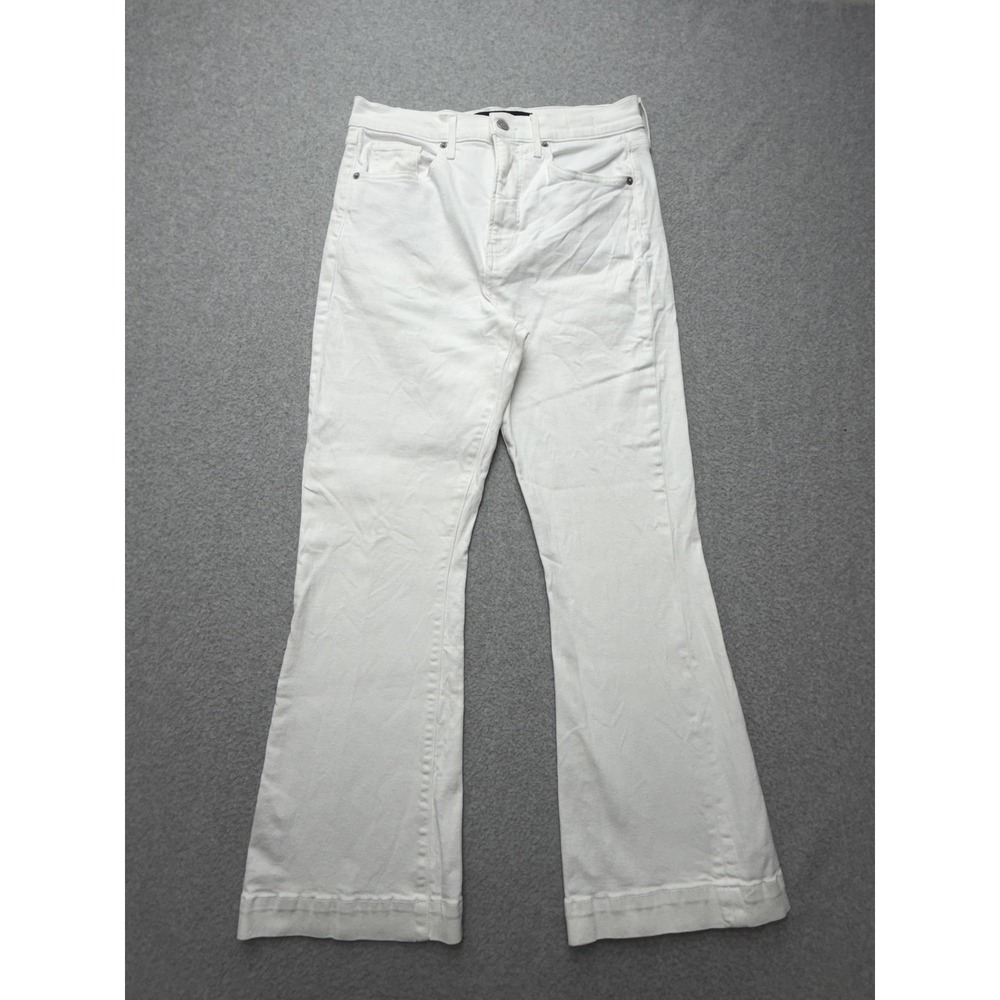 Veronica Beard Carson Ankle Flare Jeans Womens 30 White High Rise 32x25.5